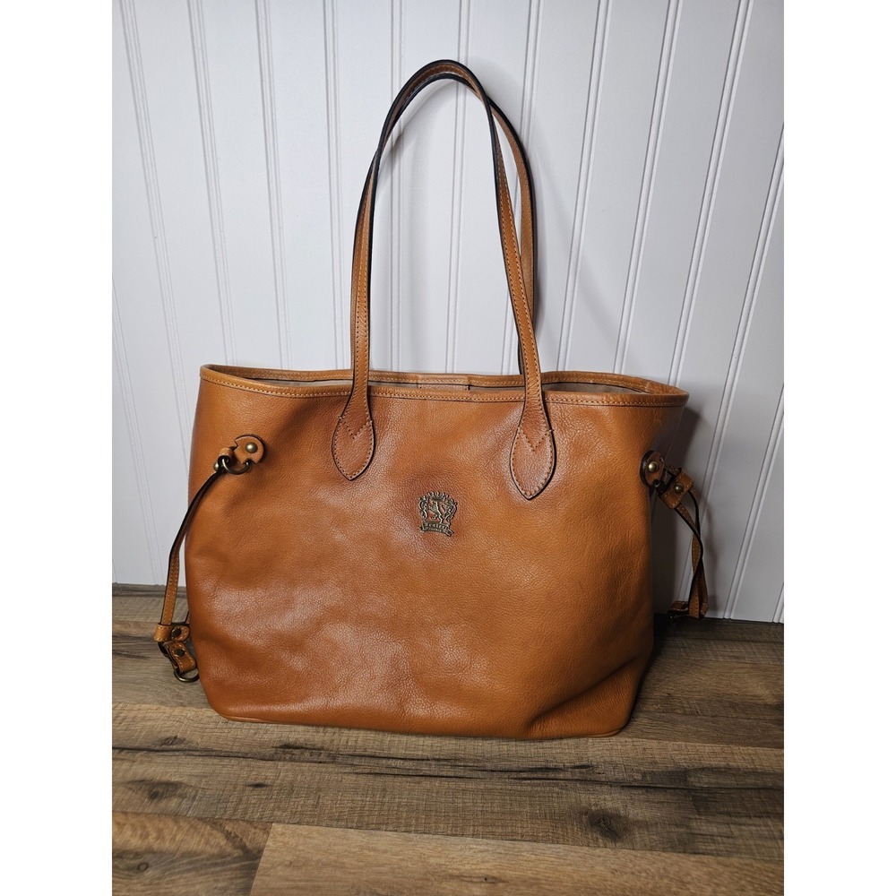 Pratesi Firenze Leather Handbag Tote Shoulder Bag Large Vetulonia Made In Italy